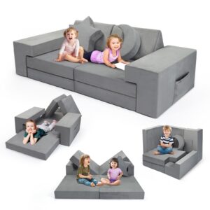 MINENICE Kindersofa,modular & weich, Sofa für Kinderzimmer & Spielzimmer, sicher, flexibel, pflegeleicht, mit abnehmbaren Bezügen