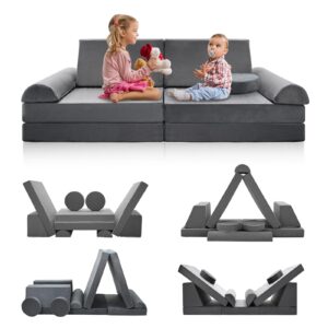 Meulbaty Spielsofa für Kinder,Kindersofa aus 10 Schaumstoff Bausteine, Flexibel Kombinierbare Kinder Couch Modulares Spielsofa zum Spielen, Kreativsein, Schlafen(120CM)
