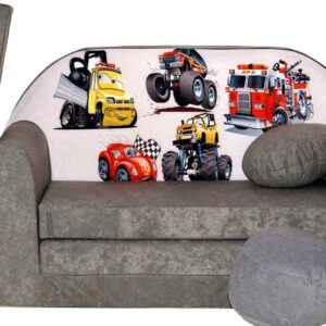 Pro Cosmo umwandelbares Kindersofa – perfekt zum Spielen und Schlafen – mit Abnehmbarer Matratze, Kissen und Pouf – 98x168x59 cm – leicht und einfach zusammenklappbar - A14
