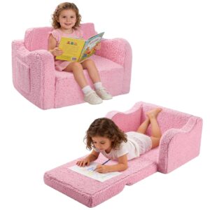 BUERPINKING Kindersofa, Kindersessel ab 1 Jahr, 2 in 1 Kindersofa Ausklappbar, Kinder Couch mit Abnehmbarem Cover für Mädchen und Jungen