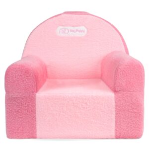 Heypappy Kindersessel, Bequeme Schaumstoff Kindercouch mit Weichem Samtbezug, Kleinkindcouch zum Spielen und Lernen, Kinder Sofa Das Gut Zu Jeder Modernen Einrichtung Passt, Rosa
