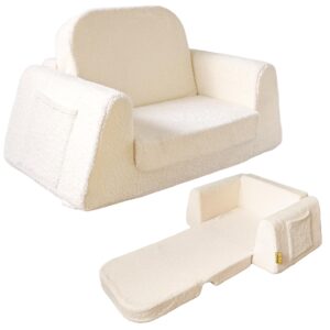 BanaSuper Kindersofa Ausklappbar, Kinder Faltsofa 2-in-1 mit Schlaffunktion, Spielsofa für Kinderzimmer & Reise, EN71 Geprüft Kindersessel, Geschenk für Jungen Mädchen (Beige)