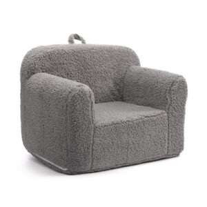 BEJOY Kindersofa - Ultra-Weicher Schaumstoff Gefüllter Kindersessel, Kuscheliger Sherpa Lesecouch für Mädchen und Jungen - Grau