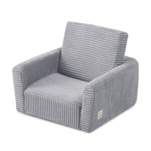 MISIOO Kindersessel CUBIE aus Cord, ausklappbarer Kinder Sessel und Baby Sofa, weicher Sessel für Kinderzimmer, klappbar zum Liegen, Kleiner Babysessel für Kleinkinder