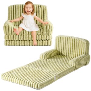 ROBUD Kinder Sofa 2-in-1 Klappsofa & Matratze – Faltbares Kindersofa mit abnehmbarem Bezug, Aufbewahrungstasche & Tragegriff - Grün