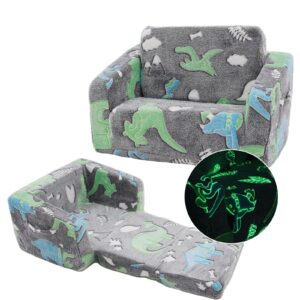 Yosamy Kindersofa, 2 in 1 Kindersofa Ausklappbar, Schlafsofa, Abnehmbar und Waschbar, Mini Spielsofa für Jungen und Mädchen Kinderzimmer, Dinosauriermuster