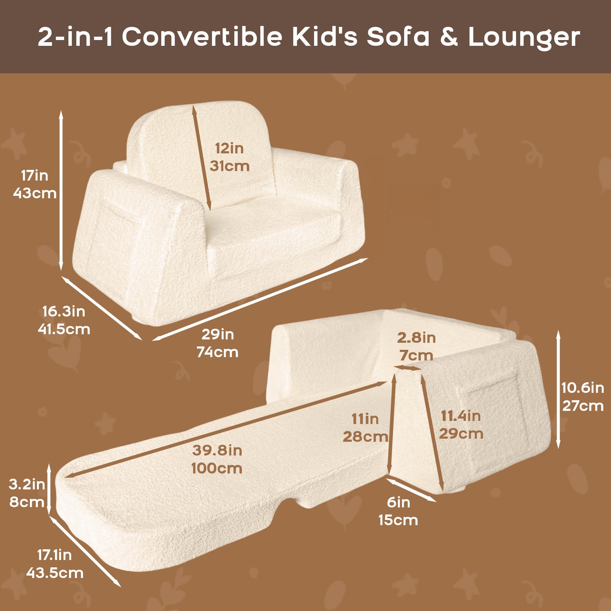 BanaSuper Kindersofa Ausklappbar, Kinder Faltsofa 2-in-1 mit Schlaffunktion, Spielsofa für Kinderzimmer & Reise, EN71 Geprüft Kindersessel, Geschenk für Jungen Mädchen (Beige) - Image 3