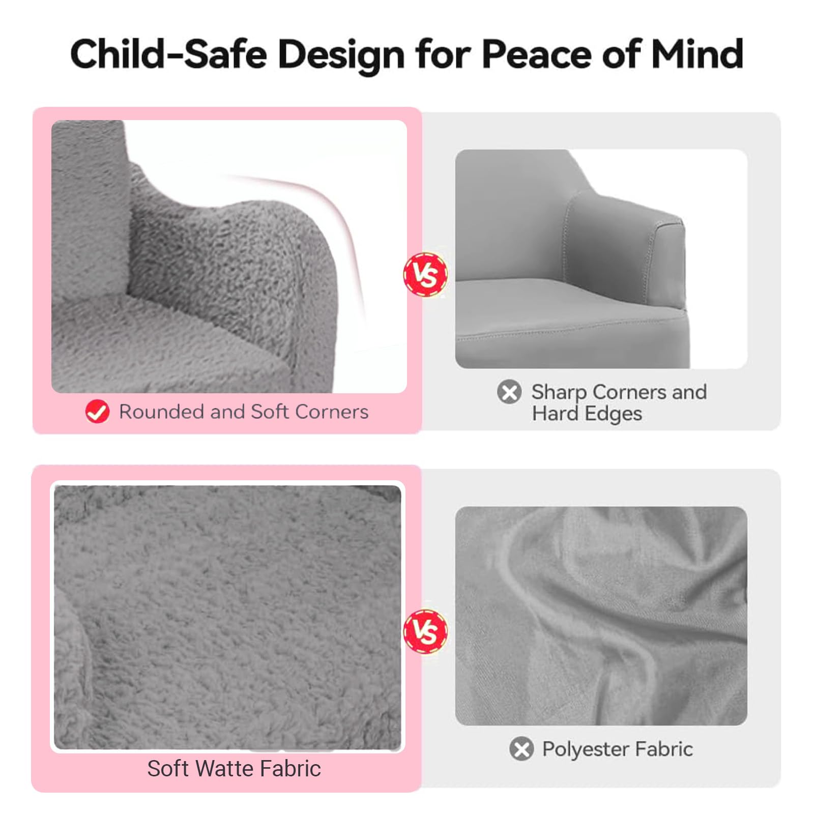 CAIEJSAEN 2-in-1 Kindersofa, Ausklappbar, Abnehmbarer Bezug, Weiche Kindercouch, Mini Kinder Couch,Umwandelbar in Kinderbett oder Liege (Grau) - Image 3