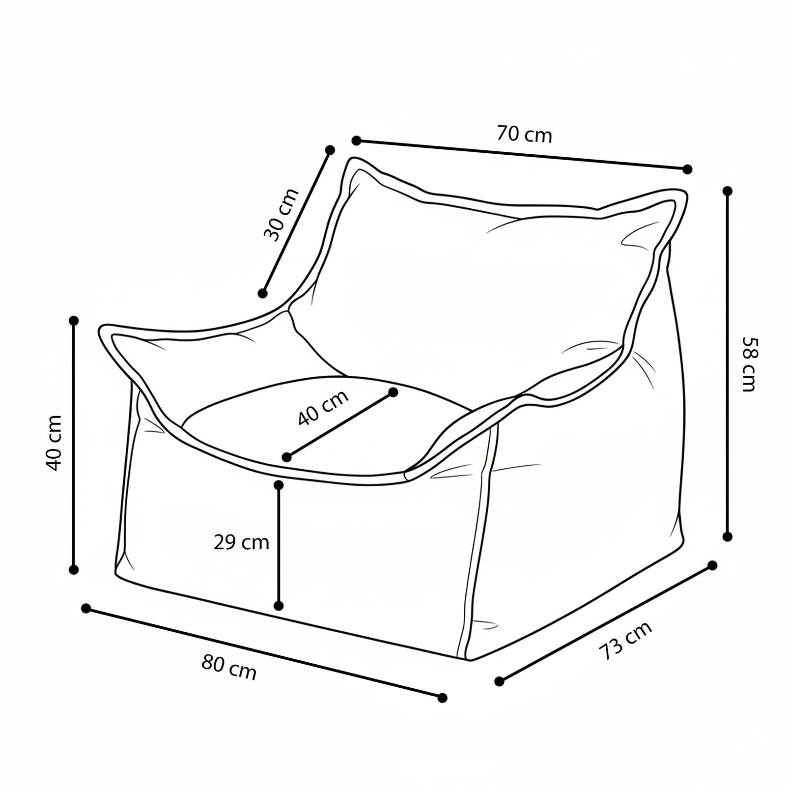 MISIOO Kinder Sessel Roya Cord – Kindersessel für Kinderzimmer, Weicher Sitzsack Kinder, Bodensessel Bean Bag Sofa, Premium Cord Oeko-TEX, 80x73x58 cm - Image 3