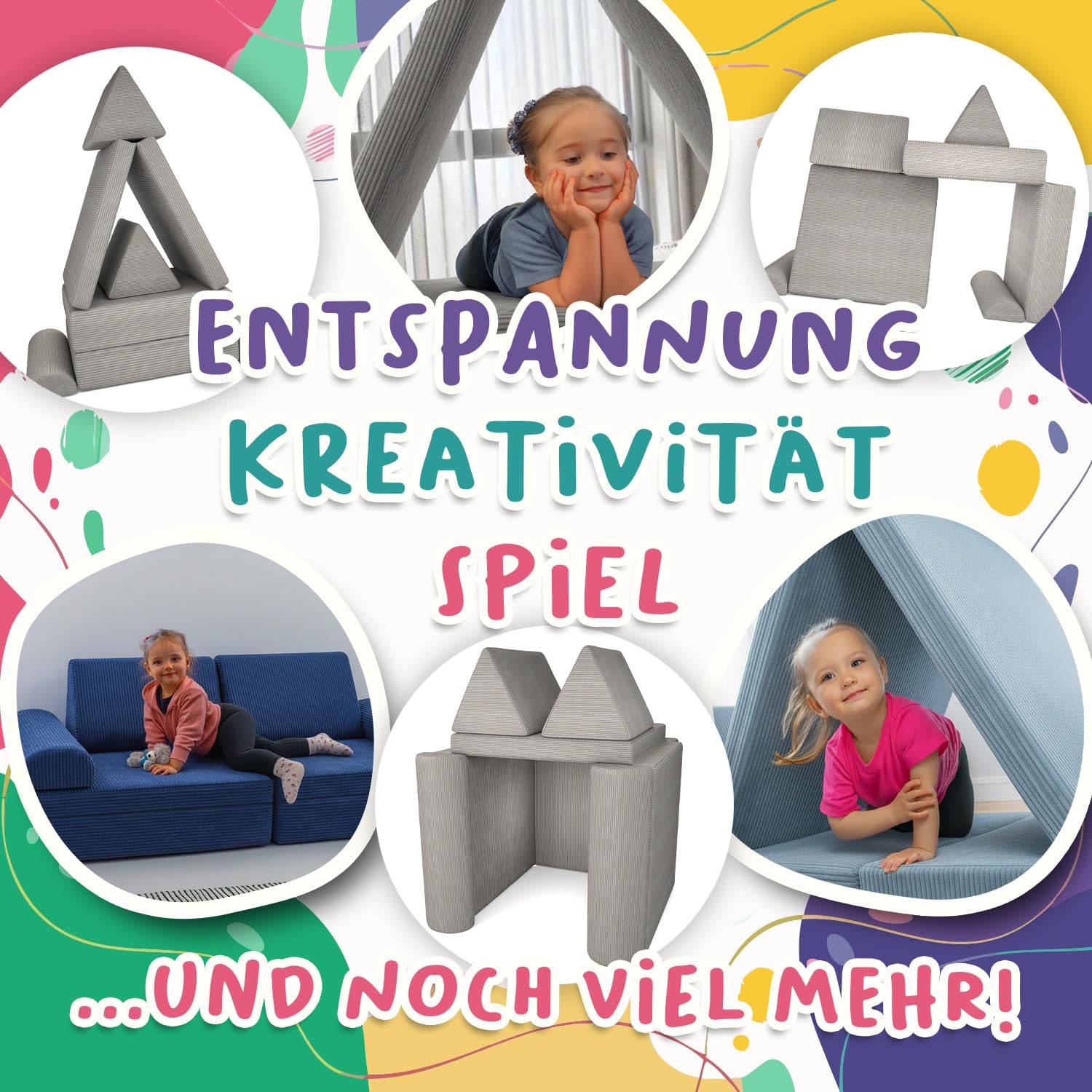 POKAR Kindersofa | Spielsofa Cord aus Schaumstoff Bausteinen | Modulares Spielsofa für Kinder | Kuschelecke im Kinderzimmer Kindercouch | Oeko-Tex 100 Zertifiziert | Warmer Karamell - Image 3