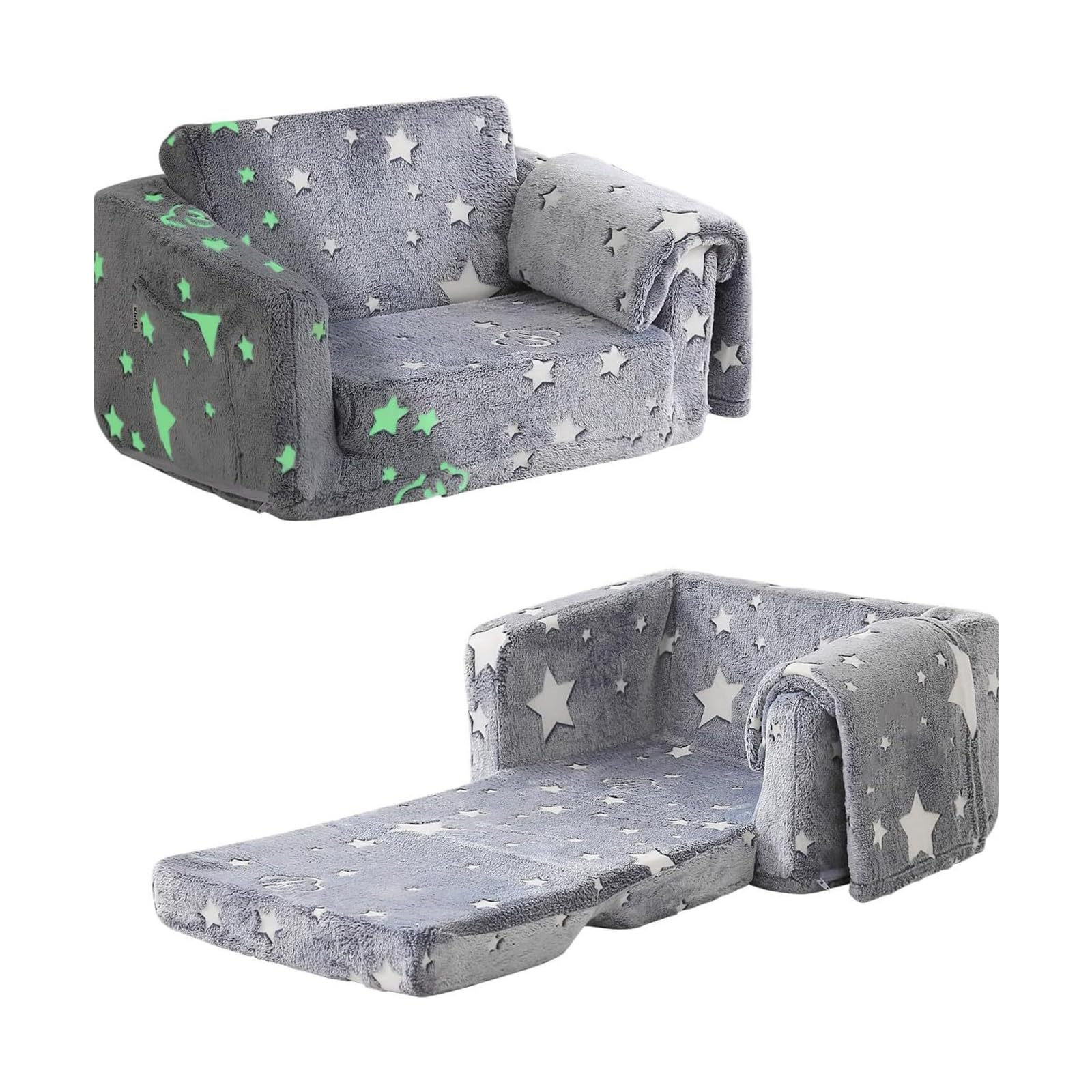 Woedpez Kindercouch für Mädchen und Jungen, umwandelbares Kindersofa mit stabilem Design und einfacher Faltfunktion für kleine Räume, biegsames Kindersofa - Image 3