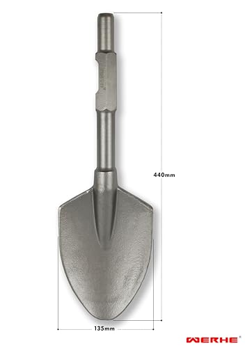 WERHE ® Profi SDS HEX Spitz Schaufelmeißel 135 x 440 mm Sechskant-Aufnahme 30 mm für Abbruchhammer Meissel Kunststoffkoffer - Image 6