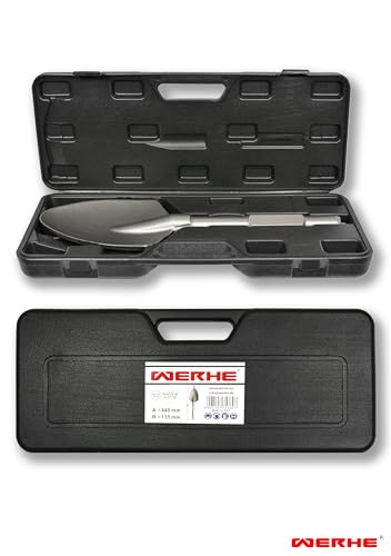 WERHE ® Profi SDS HEX Spitz Schaufelmeißel 135 x 440 mm Sechskant-Aufnahme 30 mm für Abbruchhammer Meissel Kunststoffkoffer - Image 9