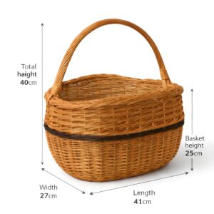 Handgefertigter nachhaltiger Weidenkorb – Einkaufskorb, Obstkorb, Pilzkorb oder Picknickkorb aus Naturweide – stabil, umweltfreundlich & schön verarbeitet 41 x 27 / H 25/40 cm - Image 4
