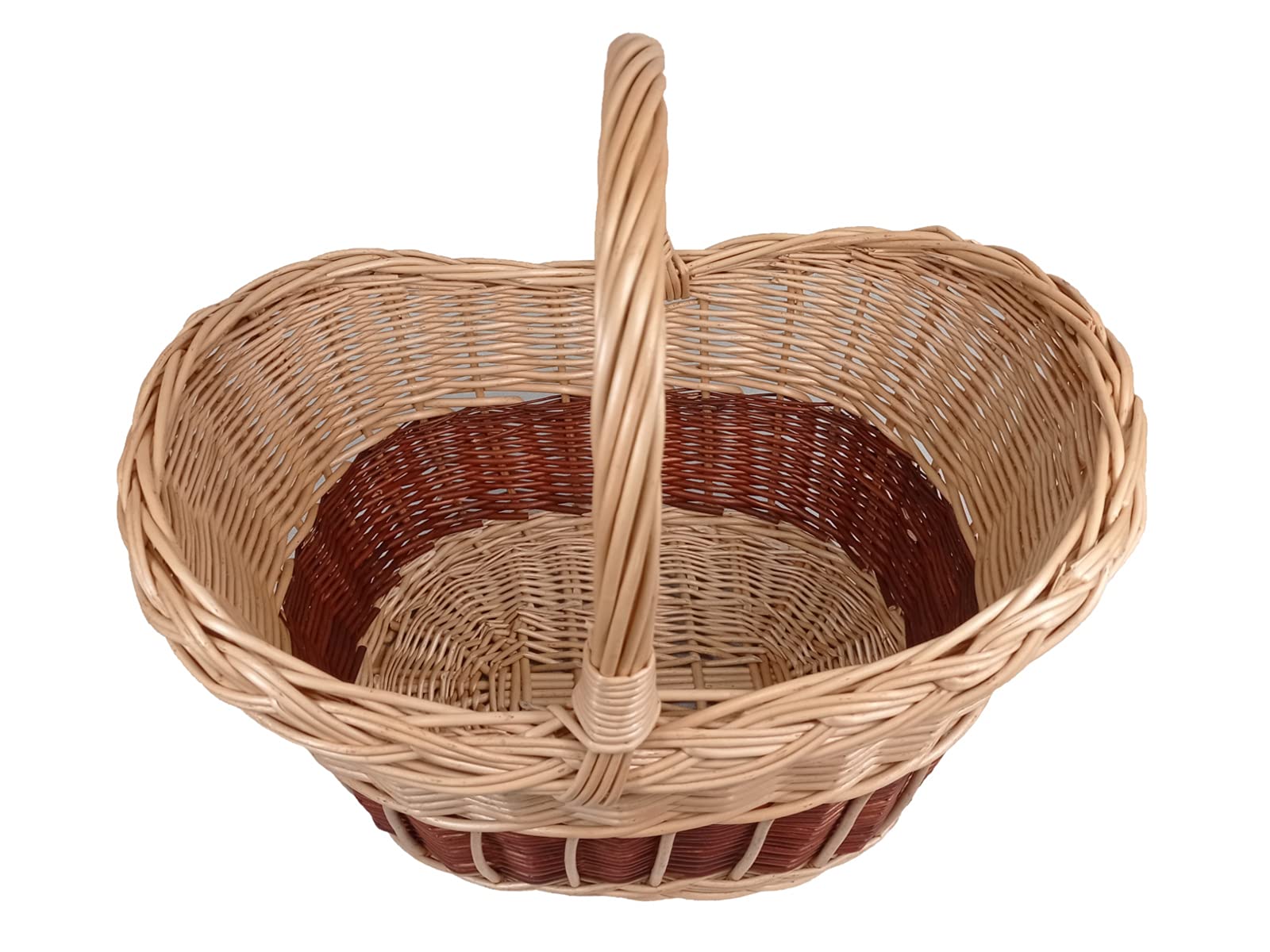 Korbwarenkorb gebogen verstärkt, Einkaufskorb, Korb für Obst oder Gemüse, Korb für Pilze, Picknickkorb 46 x 32 H 28/42 cm - Image 2