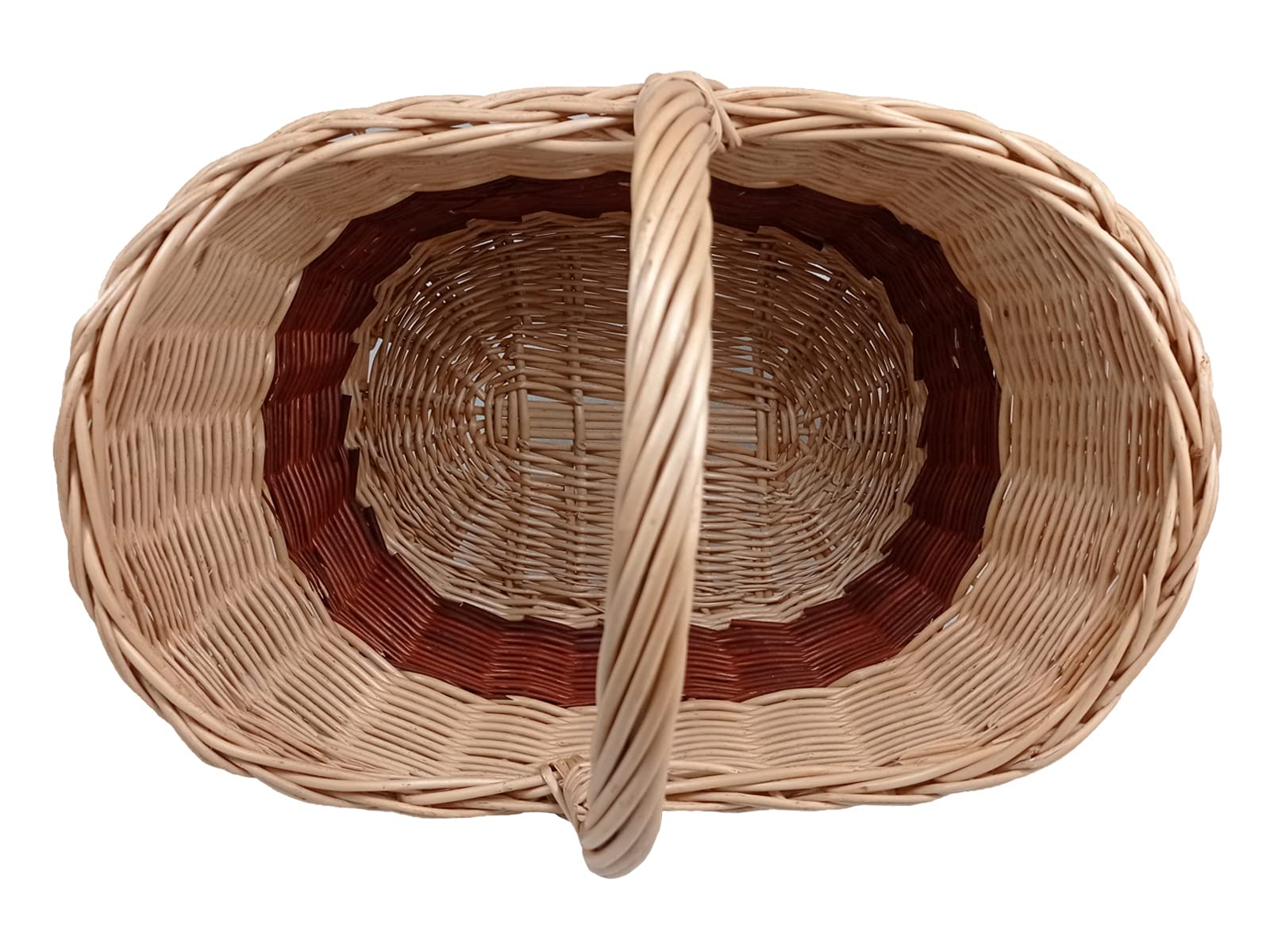 Korbwarenkorb gebogen verstärkt, Einkaufskorb, Korb für Obst oder Gemüse, Korb für Pilze, Picknickkorb 46 x 32 H 28/42 cm - Image 3