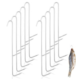 Erzekrim Räucherhaken 10 Stück Räucherhaken Edelstahl, Fischhaken 21cm Silver zum Aufhängen von Geräuchertem Fisch, Fleisch, Wurst Etc (Doppelköpfig)