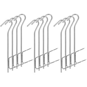 QWORK® 12 Stück Räucherhaken, 304 Edelstahl Räucherhaken Doppelhaken 21CM, für Fisch, Fleisch, Wurst