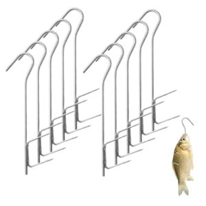 CHENGCKJ Räucherhaken 10 Stück Edelstahl Fisch Räucherhaken 21cm Räucherzubehör Fischhaken zum Räuchern H-Form Krallen von Fisch Fleisch Käse Wurst