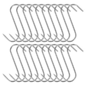 20 Stück Fleischhaken aus Edelstahl, Räucherhaken Robust und Langlebige Metzgerhaken, S-Haken für Badezimmer, Schlafzimmer, Büro, Küche, Geschäft, Fleischverarbeitung, BBQ Backen Fleisch (12,5 cm)