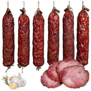 Luftgetrocknete Schweinewurst „Royal“ – traditionell geräuchert und mit Kräutern verfeinert 600g- Wurstwaren - Trockenwurst - Rohwurst - Dauerwurst am Stück - Trockenfleisch - getrocknete Wurst Snack