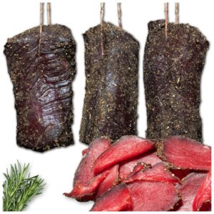 Luftgetrocknetes Rindfleisch „Jarl“ – mit Kräutern verfeinert- Wurstwaren 400g - Trockenwurst - Rohwurst - Dauerwurst am Stück - Trockenfleisch - getrocknete Wurst Snack