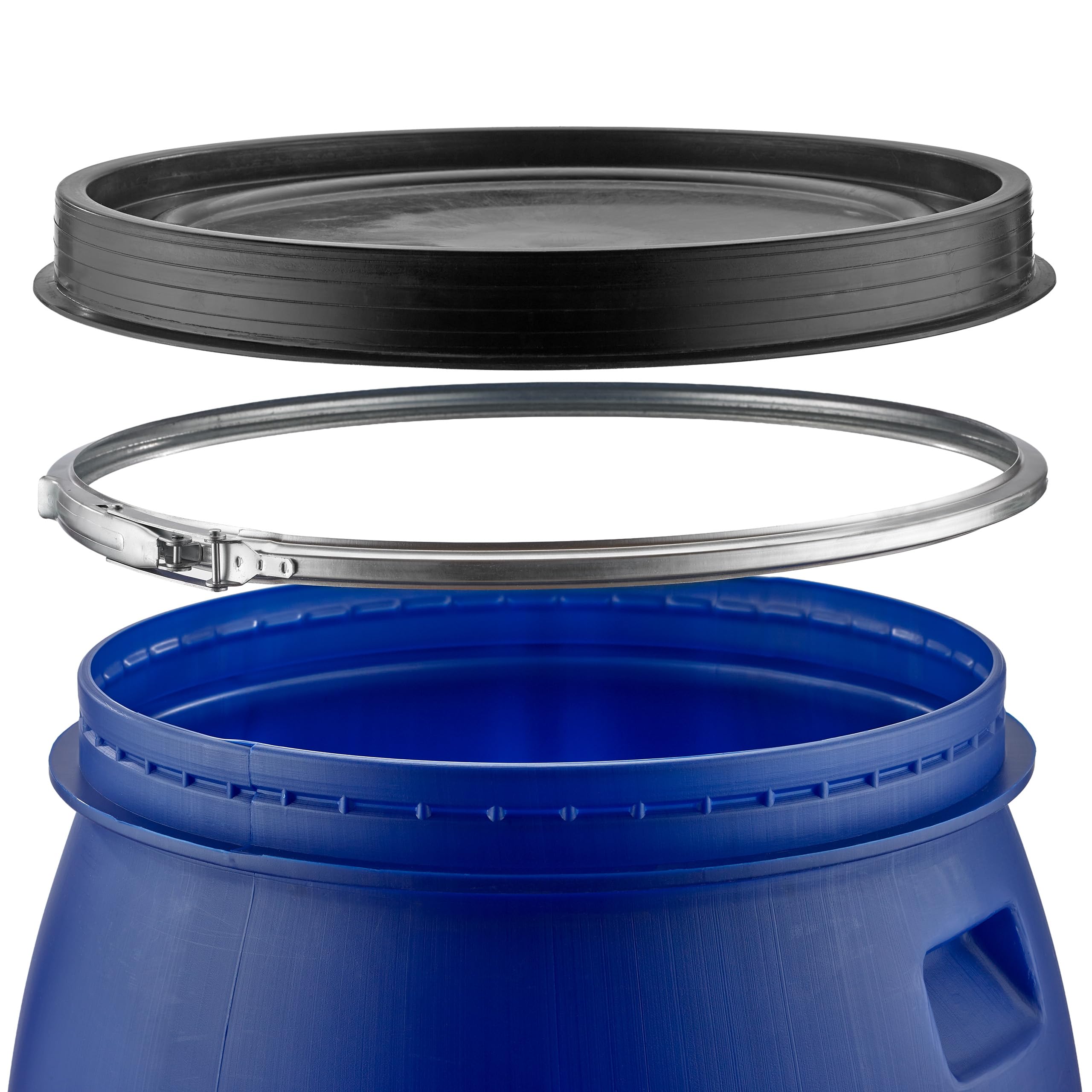 AGROHIT Regentonne 220 l, Weithalsfass aus Kunststoff, Kunststoffbehälter zur Aufbewahrung von Regenwasser, mit Deckel, Metallring & Wasserhahn, Lebensmittelecht, Regenfass, Blau - Image 4