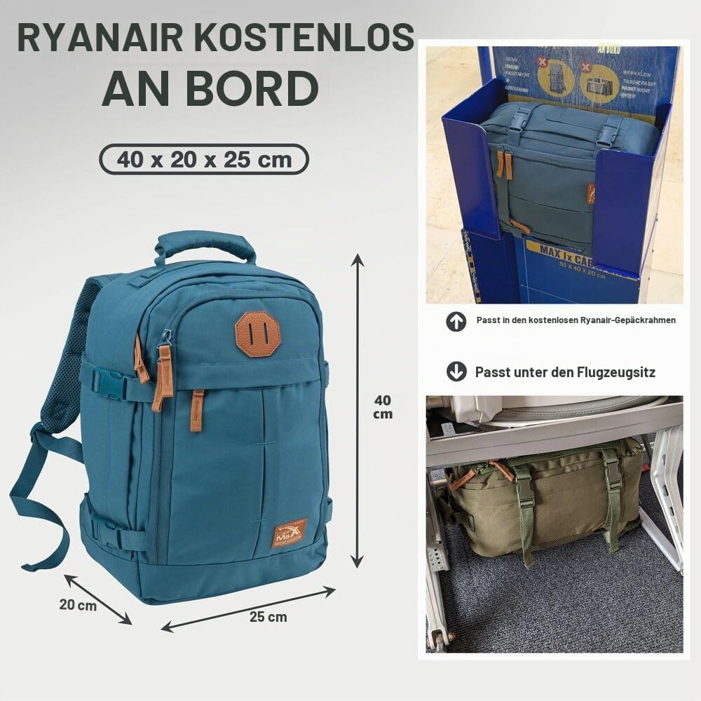 Cabin Max Metz Ryanair-Kabinentasche, 20 l, 40 x 20 x 25 cm, Handgepäckrucksack, Rpet Cheyenne Rot, 40 x 20 x 25cm - Image 3
