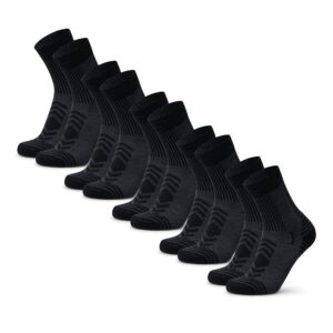 DANISH ENDURANCE Leichte Merinowolle Wandersocken, Arbeitssocken, Atmungsaktiv, Herren & Damen, 3 & 5 Paar, Schwarz 5 Paar, 43-47