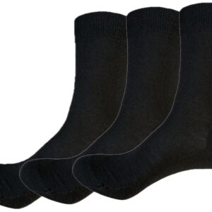 ULLMYS Damen Merino Crew Wollsocken – 3 Paar, 98% Naturfasern (davon 80% Merino Wolle) für Komfort im Alltag & Business, aus Europa – Schwarz, 3 Paar, Größe 39/42