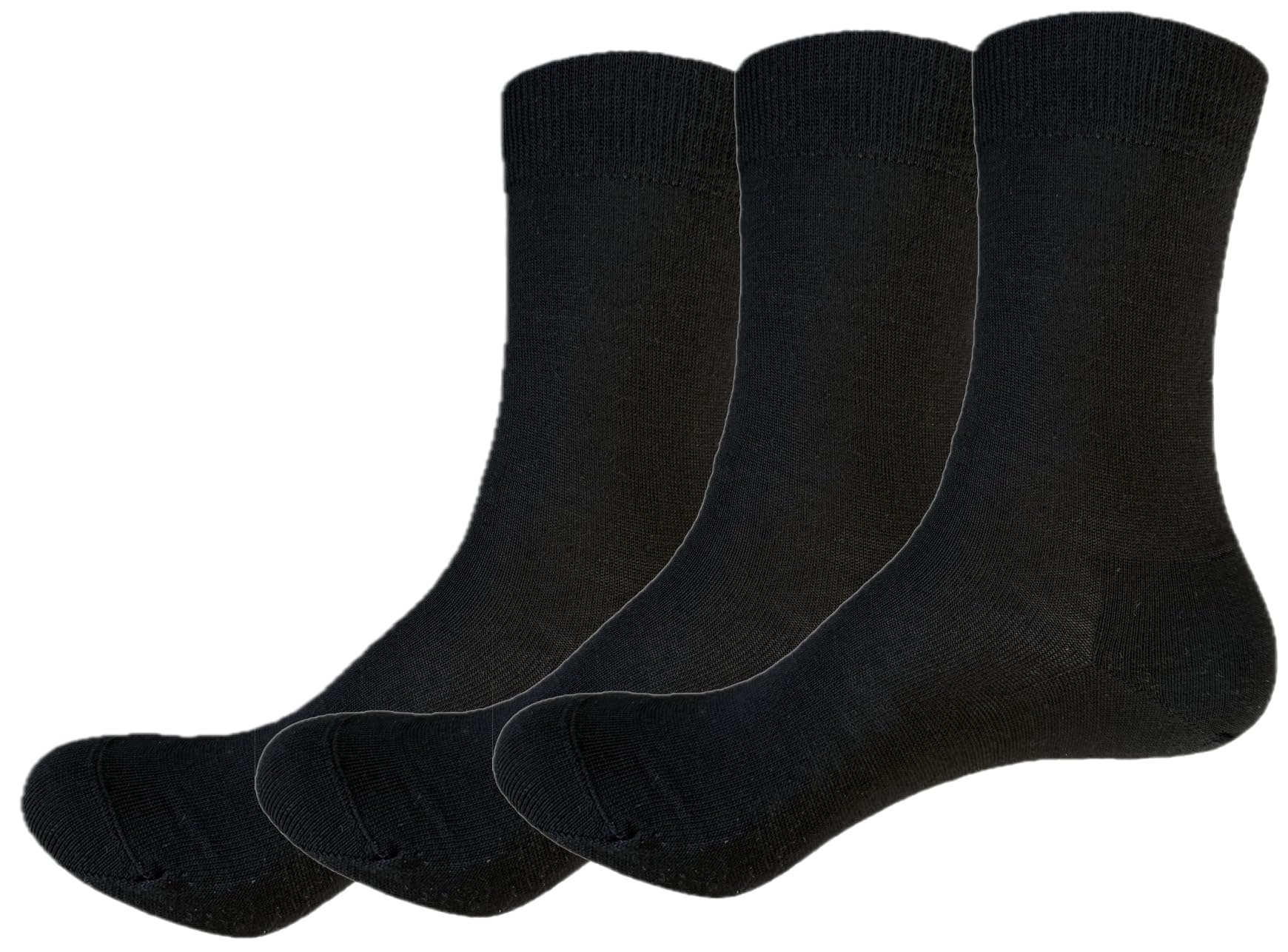ULLMYS Damen Merino Crew Wollsocken – 3 Paar, 98% Naturfasern (davon 80% Merino Wolle) für Komfort im Alltag & Business, aus Europa – Schwarz, 3 Paar, Größe 39/42