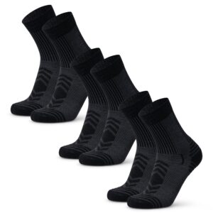 DANISH ENDURANCE Leichte Merinowolle Wandersocken, Arbeitssocken, Atmungsaktiv, Herren & Damen, 3 & 5 Paar, Schwarz, 43-47