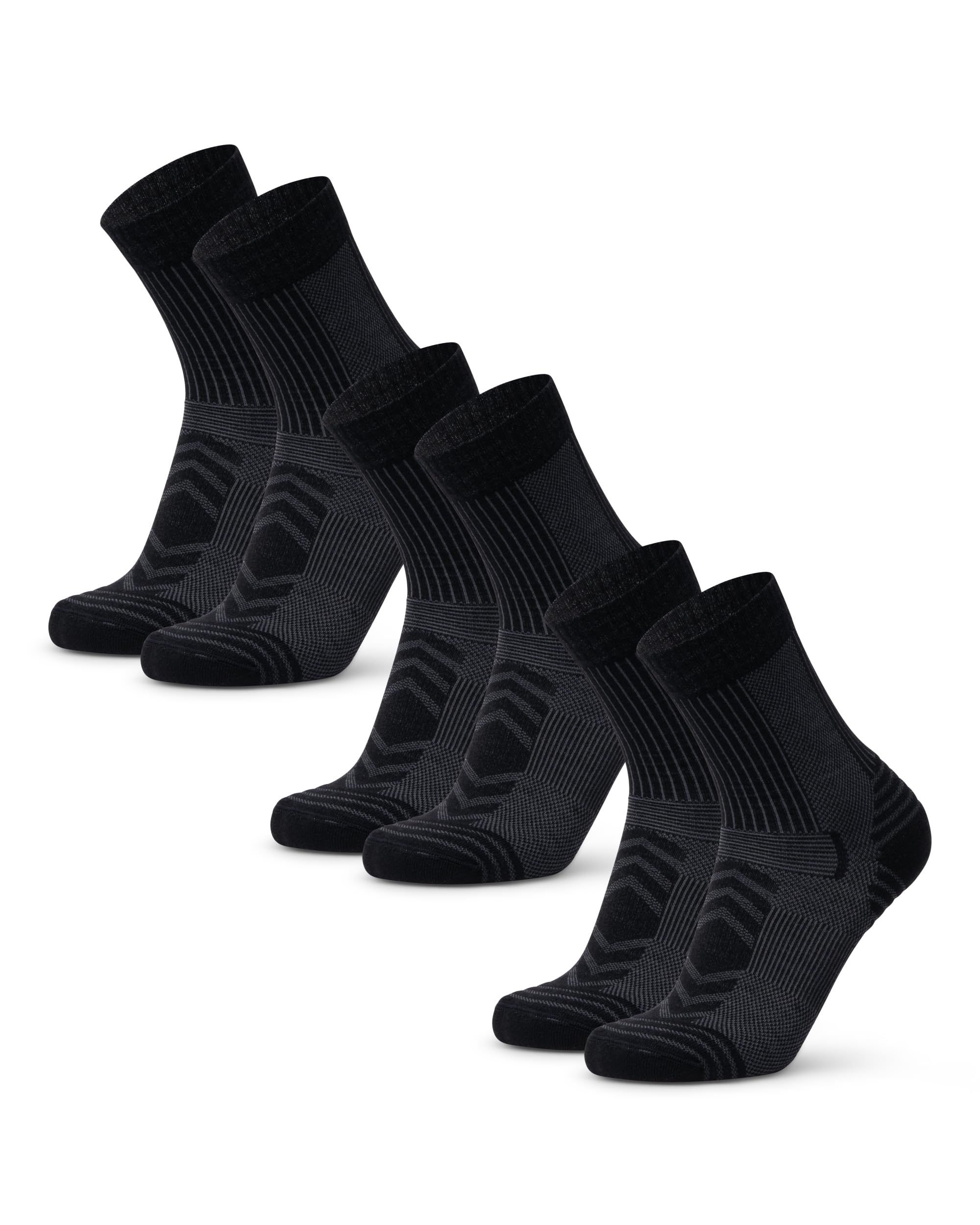DANISH ENDURANCE Leichte Merinowolle Wandersocken, Arbeitssocken, Atmungsaktiv, Herren & Damen, 3 & 5 Paar, Schwarz, 43-47