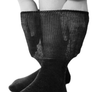 ULLMYS Diabetikersocken aus 86% Merinowolle – Extra Weicher Komfortbund, Nahtlose Zehenpartie, Fluffy Terry-Innenfutter, 2er-Pack, Dunkelgrau, Größe 43-46