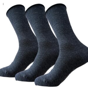 ULLMYS Herren Merino Wollsocken – 98% Naturfasern, davon 80% Merino Wolle und Offenem Rand für optimalen Komfort, aus Europa – Dunkelgrau, 3 Paar Größe 39/42