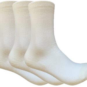 ULLMYS Damen Merino Crew Wollsocken – 3 Paar, 98% Naturfasern (davon 80% Merino Wolle) für Komfort im Alltag & Business, aus Europa – Naturweiß, Größe 35/38