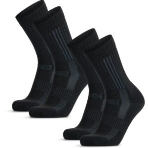 DANISH ENDURANCE Expert Pro Merino Wandersocken, Wollsocken, Funktionssocken, Unisex, Damen & Herren, 2 Paar, Schwarz, 43-47