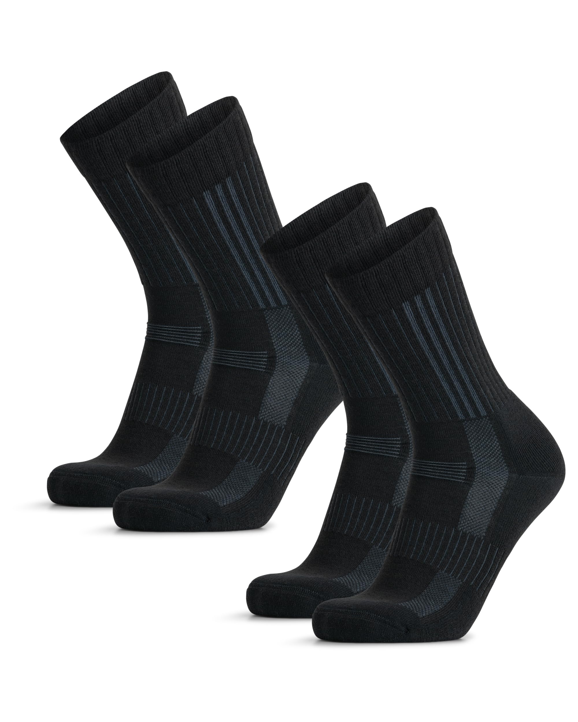 DANISH ENDURANCE Expert Pro Merino Wandersocken, Wollsocken, Funktionssocken, Unisex, Damen & Herren, 2 Paar, Schwarz, 43-47