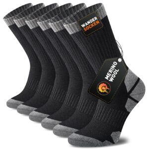 Niorasen Merino Socken Herren Damen, Dicke Wandersocken, Funktions Merinowolle Outdoor Socken, Anti-Blasen Merinowolle Arbeitssocken, Gepolstert Wollsocken, Laufsocken, Sportsocken, Unisex 3 Paar