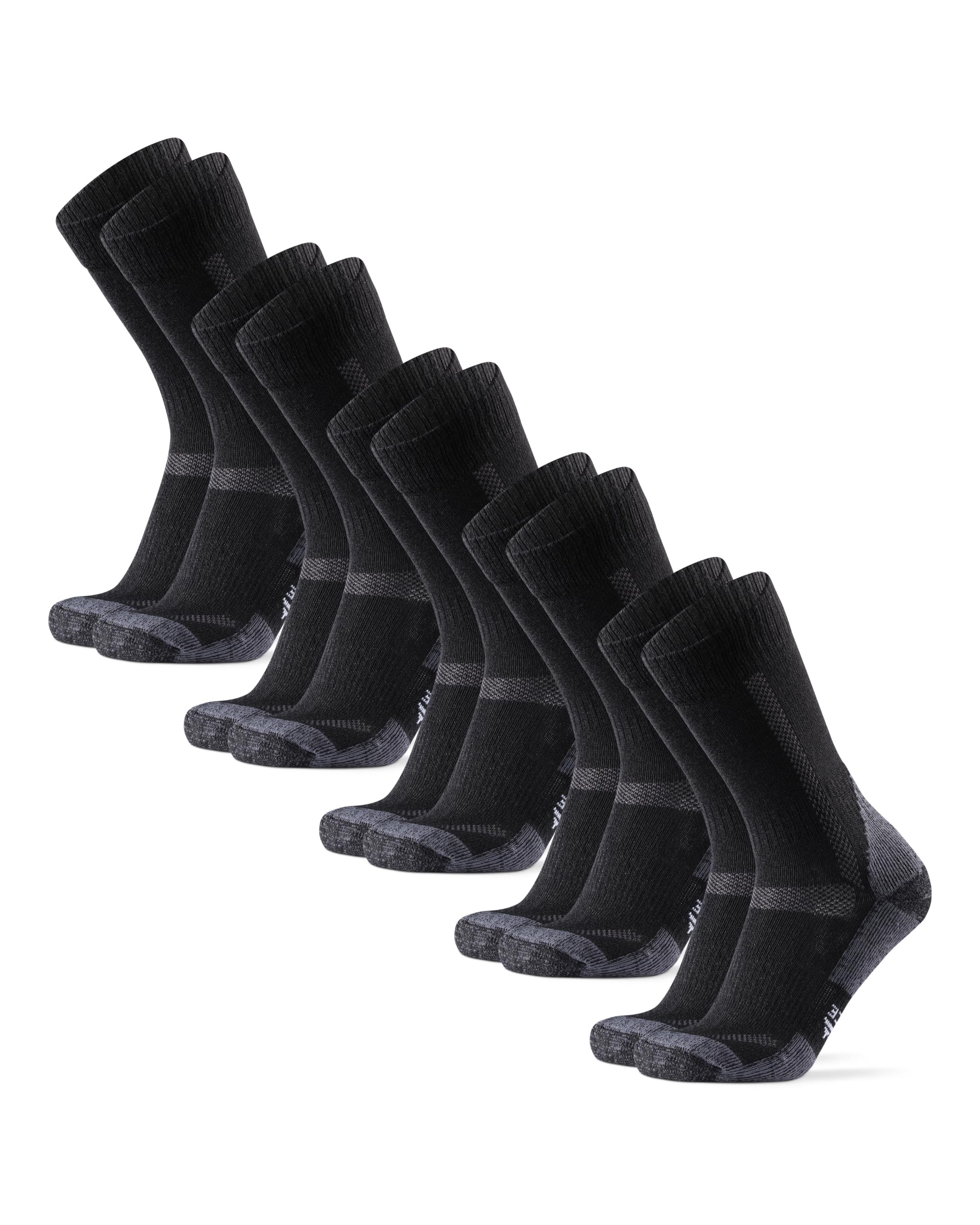 DANISH ENDURANCE Merino Wandersocken, Arbeitssocken, Funktionssocken, Herren, Damen & Kinder, 1, 3 & 5 Paar, Schwarz/Grau 5 Paar, 43-47