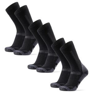 DANISH ENDURANCE Merino Wandersocken, Arbeitssocken, Funktionssocken, Herren, Damen & Kinder, 1, 3 & 5 Paar, Schwarz/Grau 3 Paar, 43-47