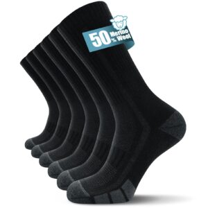 TANSTC Merino Socken Herren 39-42, Warme Outdoor & Trekking Wollsocken, Arbeitssocken,Atmungsaktiv & Anti-Blasen Warm Dicke Gepolstert Thermosocken für Herren, Damen, 3 Paar