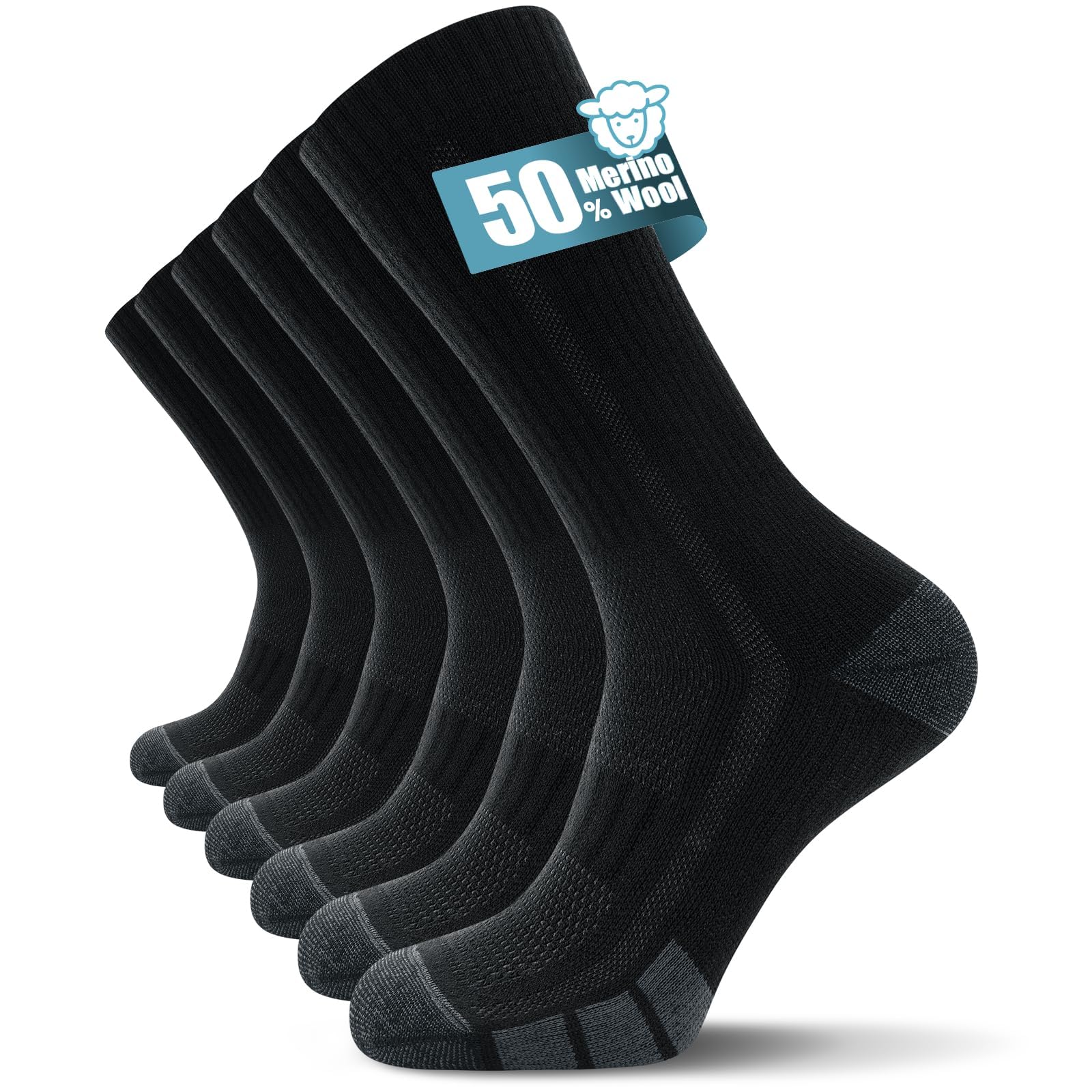 TANSTC Merino Socken Herren 39-42, Warme Outdoor & Trekking Wollsocken, Arbeitssocken,Atmungsaktiv & Anti-Blasen Warm Dicke Gepolstert Thermosocken für Herren, Damen, 3 Paar