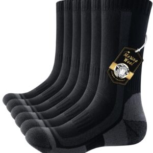 PULIOU Merino Wandersocken Herren Damen, Outdoor Trekkingsocken Merinowolle Sportsocken Atmungsaktiv & Anti-Blasen Gepolstert Laufsocken Arbeitssocken, 3 Paar