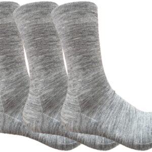 ULLMYS Damen Merino Crew Wollsocken – 3 Paar, 98% Naturfasern (davon 80% Merino Wolle) für Komfort im Alltag & Business, aus Europa – Hellgrau, Größe 35/38