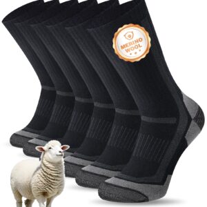 SockWaddles Merino Wandersocken Herren Damen, Atmungsaktiv Outdoor Socken Trekkingsocken, Gepolstert Sportsocken Anti-Blasen Laufsocken Merinowolle Arbeitssocken 3 Paar