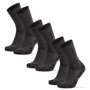 DANISH ENDURANCE Merino Wandersocken, Arbeitssocken, Funktionssocken, Herren, Damen & Kinder, 1, 3 & 5 Paar, Dunkelgrau 3 Paar, 43-47