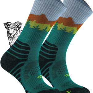 TODO BP LIGHT Dünn Merino Wandersocken für Herren, Damen,Trekking-Socken, Atmungsaktiv, 55% Merinowolle Blend Funktionssocken, Outdoor (Falcon Petrolio, 39-42)