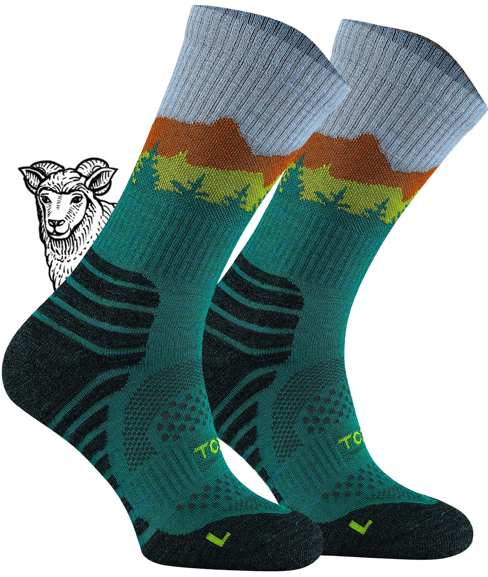 TODO BP LIGHT Dünn Merino Wandersocken für Herren, Damen,Trekking-Socken, Atmungsaktiv, 55% Merinowolle Blend Funktionssocken, Outdoor (Falcon Petrolio, 39-42)