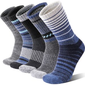 Welwoos Merino Wandersocken für Herren Damen Warme Thermosocken Outdoor Merinowolle Socken Dick Warmesocken Wintersocken Trekking Sportsocken 5 Paar (Blau, 42-46)